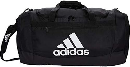 adidas Unisex Defender 4.0 Gym Duffel Bag for Men and Women, Black/White, Large (110L)