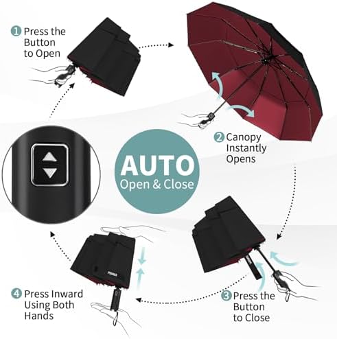 Seniny Windproof Travel Umbrella, Automatic Umbrellas for Rain, Portable & Compact Umbrellas for Backpack, Strong UV for Protection, Folding Small Sun Umbrella for Car, Walking