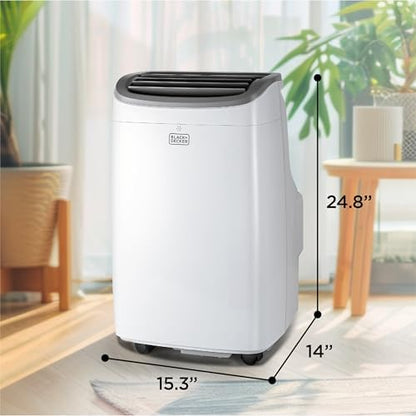 BLACK+DECKER Portable Air Conditioner, 9,000 BTU (5,300 BTU SACC) for Rooms up to 400 Sq. Ft., Portable AC with Follow Me Remote Control and Window Kit, BPACT08WT, White