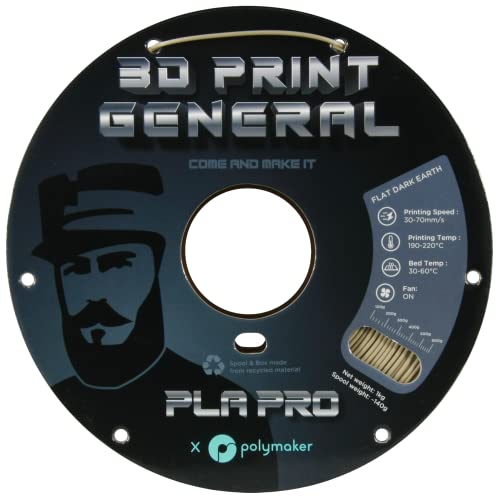 Polymaker PLA PRO Filament 1.75mm 1kg, Tough & High Rigidity 3D Print General Flat Dark Earth 3D Printing Filament 1.75mm, PolyLite PLA PRO 3D Printer Filament 1.75mm, Print with Most 3D Printers