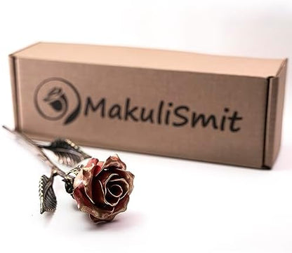 Hand Forged Wrought Iron Rose - Romantic Metal Gift of Everlasting Love - 6th Year Wedding Anniversary Surprise for Her