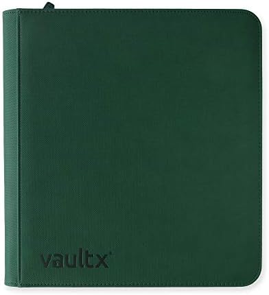 Vault X 12 Pocket Trading Card Zip Binder - 480 cards, Premium Exo-Tec Album Material, 20 Side-Loading Pages, Folder for Collectible Card Games, Sports, TCG (Green)