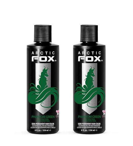 Arctic Fox Semi-Permanent Hair Dye, Vegan & Cruelty-Free, Conditioning, Ammonia-Free, Vibrant Phantom Green, Long Lasting Color, For All Hair Types, 8 Fl Oz (Pack of 2)