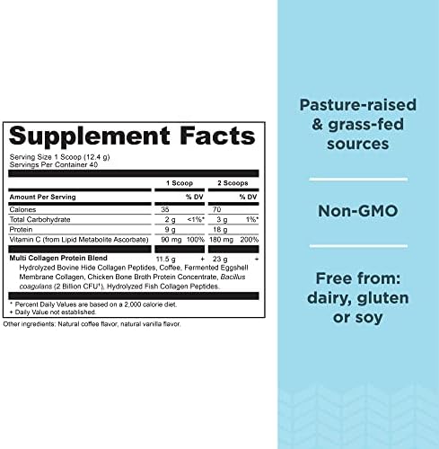 Ancient Nutrition Hydrolyzed Collagen Peptides Powder, Cold Brew Multi Collagen Protein for Women and Men, 40 Servings, Supports Skin and Nails, Gut Health, 17.5 oz