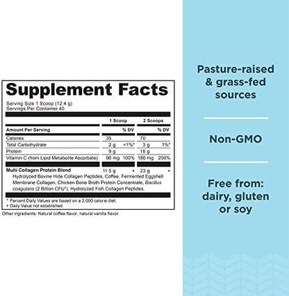 Ancient Nutrition Hydrolyzed Collagen Peptides Powder, Cold Brew Multi Collagen Protein for Women and Men, 40 Servings, Supports Skin and Nails, Gut Health, 17.5 oz