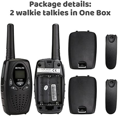 Retevis RT628 Walkie Talkies for Kids,Walky Talky,Key Lock,VOX Crystal Voice,Easy to Use, Christmas Gifts for Boys Girls Kids(Black,2 Pack)
