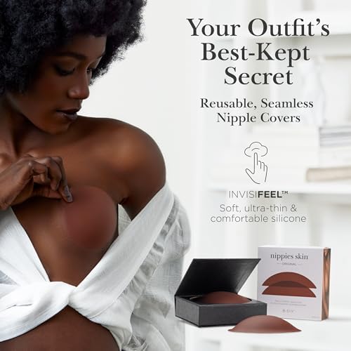 Nippies Nipple Covers for Women - Sticky Adhesive Silicone Pasties - Reusable Pasty Nipple Cover with Travel Box