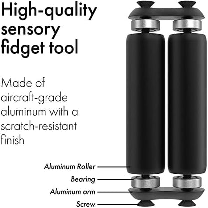 ONO Roller - Handheld Fidget Toy for Adults | Help Relieve Stress, Anxiety, Tension | Promotes Focus, Clarity | Compact, Portable Design (Full Size/Aluminum, Black)
