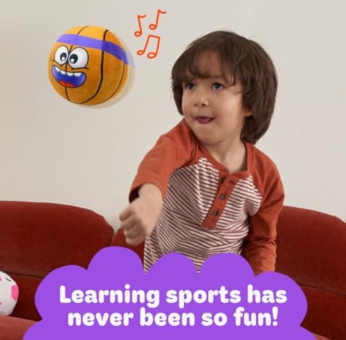 Move2Play, Hilariously Interactive Toy with Music & Sound Effects | Birthday Gift for Boy & Girl | Ball for Toddler & Baby | Indoor/Outdoor | 1, 2, 3+ Year Old (Football) (Basketball)