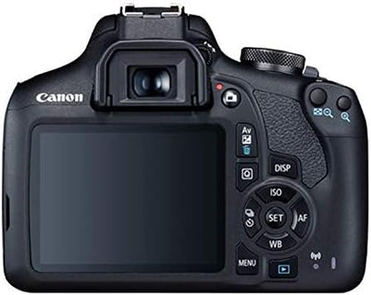 Canon EOS 2000D / Rebel T7 DSLR Camera w/EF-S 18-55mm F/3.5-5.6 Zoom Lens + 64GB Memory, LED Video Light, Case, Gripster Tripod, and More (Essential Bundle) (Renewed)