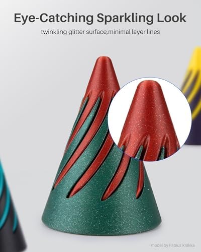 ELEGOO PLA Filament 1.75mm Sparkle Turquoise 1KG, Glitter Twinkling 3D Printer Filament Dimensional Accuracy +/- 0.02mm, 1kg Spool(2.2lbs) Fits for Most FDM 3D Printers