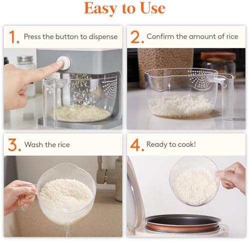 Lifewit Rice Dispenser 25 Lbs(11.3kg), Rice Storage Container Sealed Moisture Proof with Measuring Cup for Kitchen Pantry Household, BPA-Free