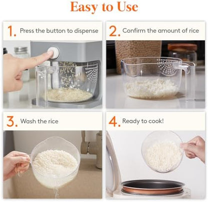 Lifewit Rice Dispenser 25 Lbs(11.3kg), Rice Storage Container Sealed Moisture Proof with Measuring Cup for Kitchen Pantry Household, BPA-Free