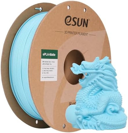 eSUN Matte PLA Filament 1.75mm, Matte 3D Printer PLA Filament, 1KG Spool 3D Printing Filament for 3D Printers, Paper Reel, Light Blue