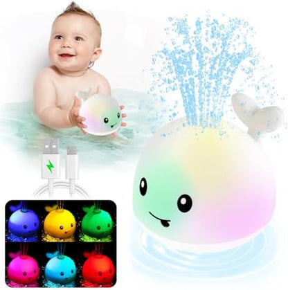Baby Bath Toys, Toddler Bath Toys for Kids Ages 1-3, Light Up Whale Bath Toy Sprinkler, Pool Water Table Infant Baby Toys 6-12-18 Months, Bathtub Fountain Toy, Toddler 1st Birthday 1 2 3 Gifts