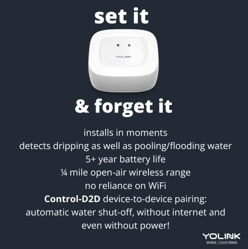 YoLink Smart Home Starter Kit: Hub & Water Leak Sensor 4-Pack, SMS/Text, Email & Push Notifications, LoRa Up to 1/4 Mile Open-Air Range, w/Alexa, IFTTT, Home Assistant