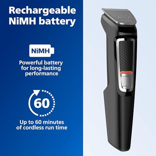 Norelco Philips Multi Groomer - 13 Piece Mens Grooming Kit for Beard, face, Nose, and Ear Hair Trimmer and Hair Clipper - NO Blade Oil Needed, MG3740/40