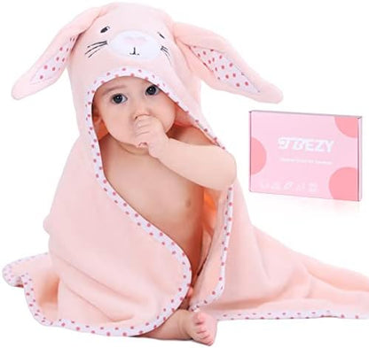 Baby Hooded Towel with Unique Animal Design Ultra Soft Thick Cotton Bath Towel for Newborn (Bunny)