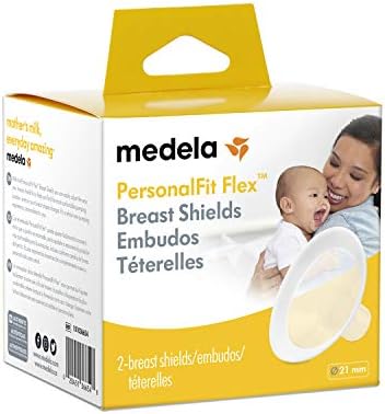 Medela Medela Breast Shields - PersonalFit Flex, 21mm Medela Breast Shield Shaped Around You for Comfortable and Efficient Pumping, Made Without BPA, Pack of 2 Breastshields, Clear, 21mm
