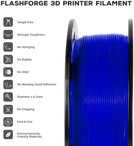 FLASHFORGE PLA Filament 1.75mm, 3D Printer Filament 1kg (2.2lbs) Spool, Dimensional Accuracy +/- 0.02mm, 3D Printing Filament Easy to Use and Fits for Most FDM 3D Printers (Blue)
