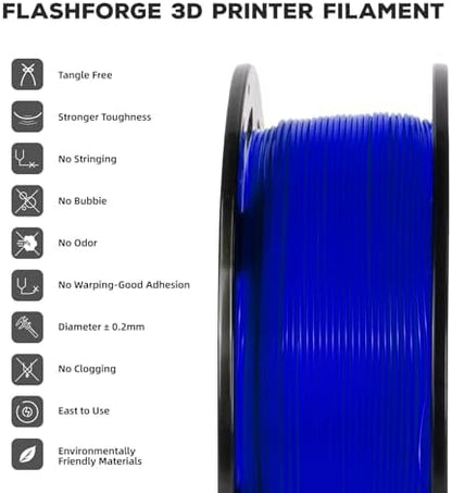 FLASHFORGE PLA Filament 1.75mm, 3D Printer Filament 1kg (2.2lbs) Spool, Dimensional Accuracy +/- 0.02mm, 3D Printing Filament Easy to Use and Fits for Most FDM 3D Printers (Blue)