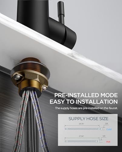 FORIOUS Black Kitchen Faucet with Pull Down Sprayer, Stainless Steel Commercial Single Handle Classic Spring Pull Out Kitchen Sink Faucet for Pot Filler, Farmhouse Camper Bar Laundry Room