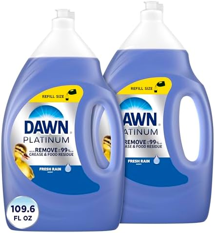 Dawn Platinum Dish Soap Liquid, Dishwashing Liquid, Grease Removal, Fresh Rain, 2x54.8oz Bundle