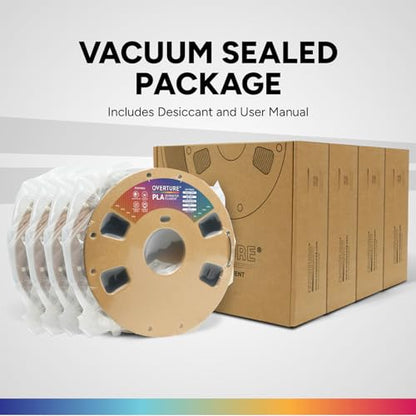 OVERTURE 4KG Bundle PLA Filament 1.75mm, Neatly Wound 3D Printer Filament 4 Pack 1kg Spool (2.2lbs), Dimensional Accuracy +/- 0.02 mm, Fit Most FDM 3D Printers (Black 4-Pack)