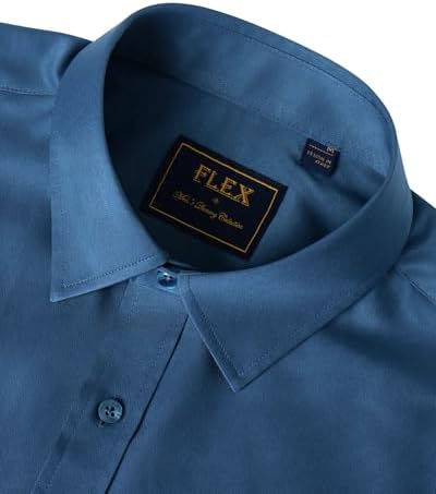 J.VER Men's Dress Shirts Solid Long Sleeve Stretch Wrinkle-Free Formal Shirt Business Casual Button Down Shirts