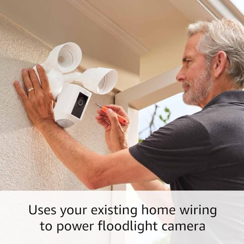 Ring Floodlight Cam Wired Plus — Outdoor home or business security with motion-activated 1080p HD video and floodlights, (2021 release) White
