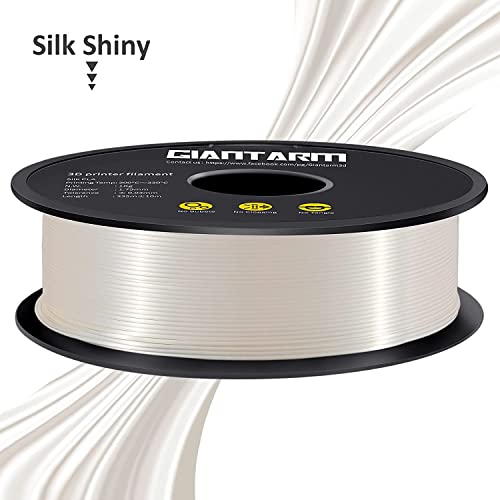 GIANTARM 3D Printer Filament, Silk White Pla Filament, 1Kg(2.2lbs) Spool, 1.75mm Dimension Accuracy +/- 0.03mm, 3D Printing Filament