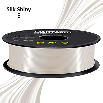 GIANTARM 3D Printer Filament, Silk White Pla Filament, 1Kg(2.2lbs) Spool, 1.75mm Dimension Accuracy +/- 0.03mm, 3D Printing Filament