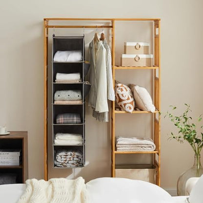 Hanging Closet Organizer and Storage, 6-Shelf Closet Hanging Storage Shelves, Grey
