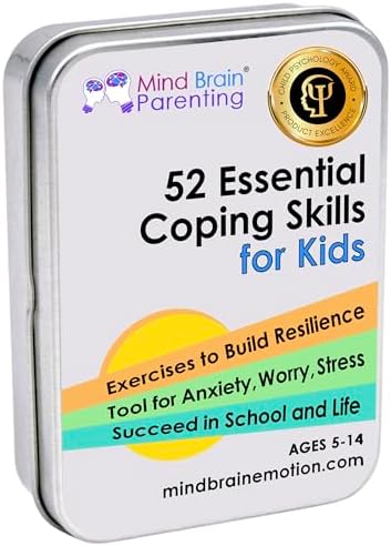 Mind Brain Emotion 52 Essential Coping Skills for Kids: Mindfulness CBT Cards for Stress, Anxiety, Anger, Executive Functioning, Coping Strategies for Anxious Generation, Family, School Therapy Game