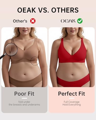 OEAK Womens Deep V Bras Wireless Comfortable Bra Supportive No Underwire Bras Tshirt Push Up Bralettes Plunge Seamless Bra
