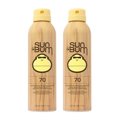 Sun Bum Original SPF 70 Sunscreen Body Spray | Broad Spectrum Moisturizing Sunblock with Vitamin E | Hawaii 104 Act Compliant (Octinoxate & Oxybenzone Free) | 2 Pack, 6 oz