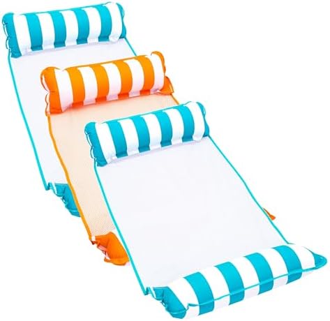Aqua 4-in-1 Monterey Hammock Pool Float & Water Hammocks, 1-2-3-4 Multipacks – Multiple Colors/Styles – for Adults and Kids Floating