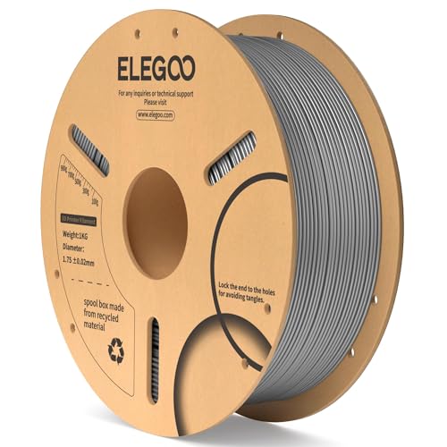 ELEGOO PLA Filament 1.75mm Space Gray 1KG, 3D Printer Filament Dimensional Accuracy +/- 0.02mm, 1kg Cardboard Spool(2.2lbs) 3D Printing Filament Fits for Most FDM 3D Printers
