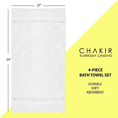 Chakir Turkish Linens | Hotel & Spa Quality 100% Cotton Premium Turkish Towels | Soft & Absorbent (4-Piece Bath Towels, White)