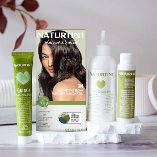 Naturtint 3N Dark Chestnut Brown Permanent Hair Color (Pack of 6), Ammonia Free, Vegan, Cruelty Free, up to 100% Gray Coverage, Long Lasting Results (Packaging may vary)