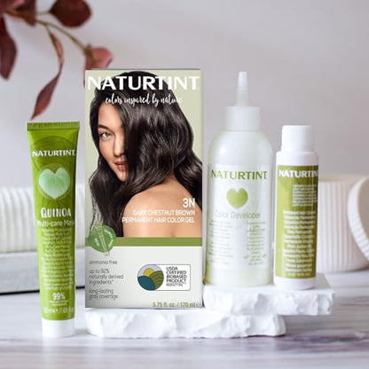 Naturtint 3N Dark Chestnut Brown Permanent Hair Color (Pack of 6), Ammonia Free, Vegan, Cruelty Free, up to 100% Gray Coverage, Long Lasting Results (Packaging may vary)