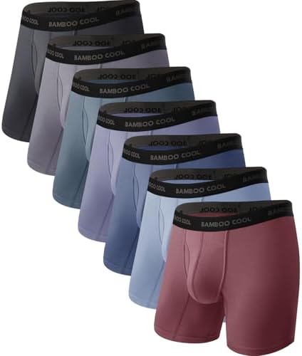 BAMBOO COOL Men's Ultra ComfortSoft Underwear, Moisture Wicking & Breathable No Ride Up Boxer Briefs with Fly, Multipack