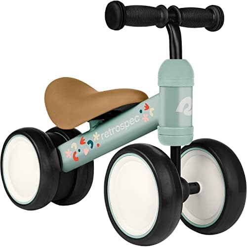 Retrospec Cricket Baby Walker Balance Bike with 4 Wheels for Ages 12-24 Months - Baby Toys & Toddler Toys for 1 Year Olds - Ride On Bicycle - Boys & Girls