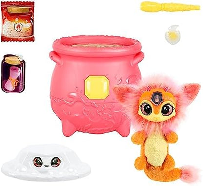 Magic Mixies Magical Gem Surprise Fire Magic Cauldron - Reveal a Non-Electronic Mixie Plushie and Magic Ring with a pop up Reveal from The Fizzing Cauldron Medium