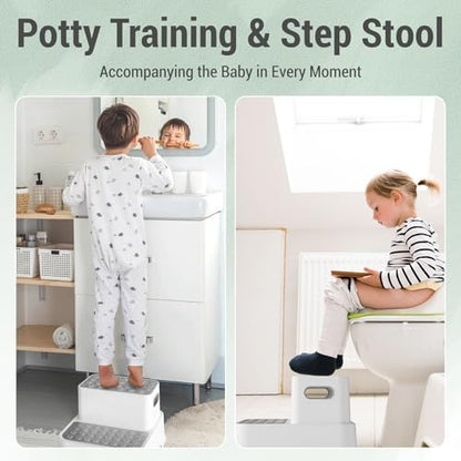 2 Step Stools for Kids,Toddler Step Stool for Bathroom Sink,No-Slip Double up Stepping for Toddlers Bathroom, Multifunctional Toilet Potty Stool for Kids,Toilet Potty Training(2 Packs)