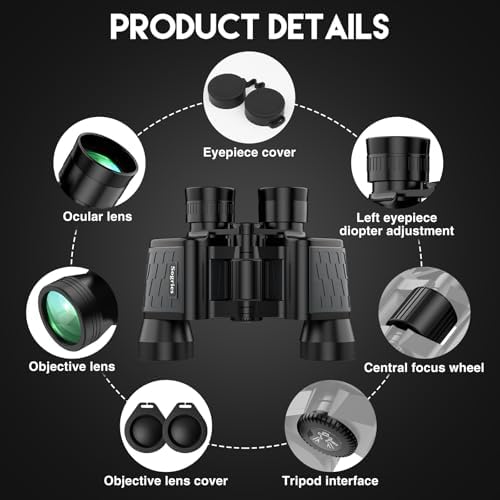 8x40 HD Binoculars for Adults -Waterproof & Compact Binoculars for Bird Watching, Hunting, Travel – Low Light Vision, Non-Slip Grip, Durable Optics