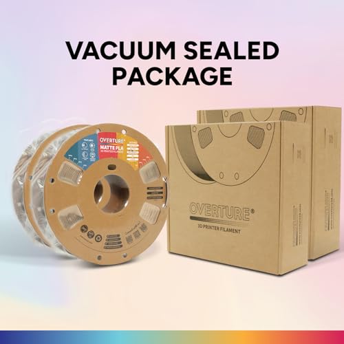 OVERTURE 2KG Bundle Matte PLA 3D Printer Filament 1.75mm, Matt Surface & Low Warping Filament 2 Pack 1kg Spool (2.2 lbs), Fit Most FDM Printers (Matte Light Brown 2-Pack)