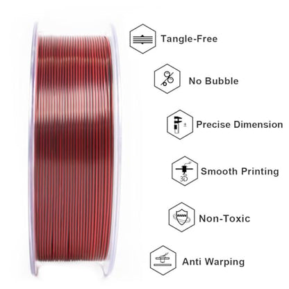 GIANTARM Tri-Colors Silk Pla Filament, Shiny Pla 3D Printer Filament 1.75mm +/-0.03mm, 1Kg (2.2lbs) Spool, Vacuum Packaging (Red+Gold+Black)