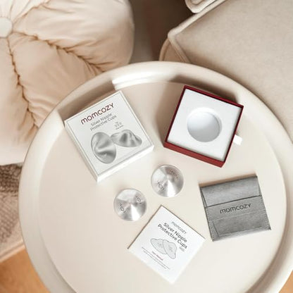 Momcozy 999 Silver Nursing Cups Original Perforated Breathable Design, 999 Silver Nipple Cover for Breastfeeding Essential,Nipple Shield for Nursing Newborn, Metal Nipple Shields, Regular Size