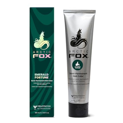 Arctic Fox Semi-Permanent Hair Color Dye, Emerald Fortune, Vibrant Teal Green, Vegan & Cruelty-Free, Ammonia-Free, Hydrating Formula, For All Hair Types, 5.6 Fl Oz (Pack of 2)